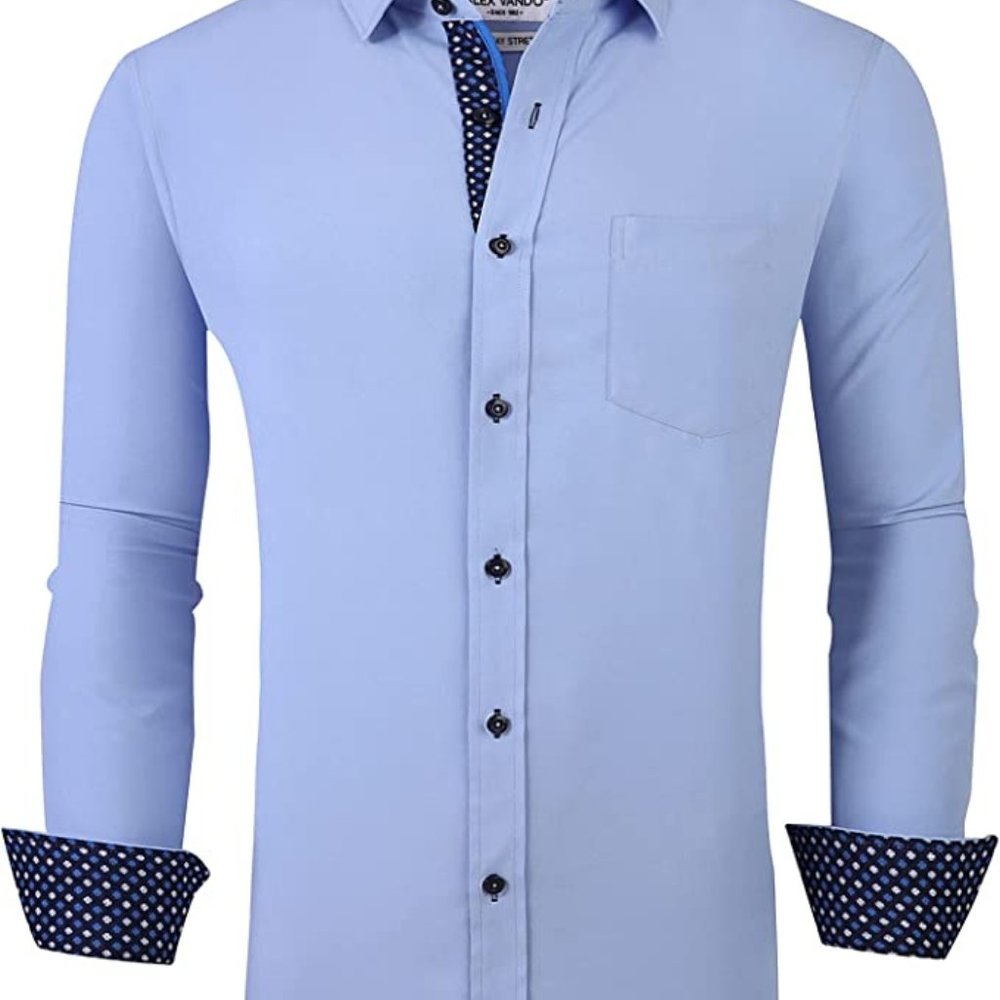 Alex Vando Mens Dress Shirt 2X  Regular Fit 4-Way Stretch Button Down